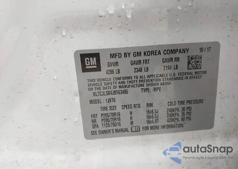 2018 Chevrolet Trax Lt from USA, damaged, VIN KL7CJLSB4JB563405